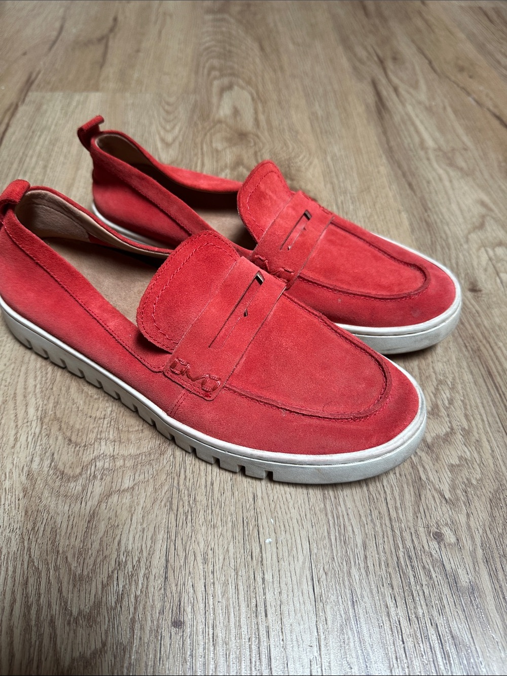 Vionic Red Suede Penny Loafers